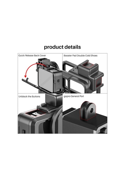 Ulanzi G9-4 Gopro Hero 9 Vlog  Case Plastik Çerçeve