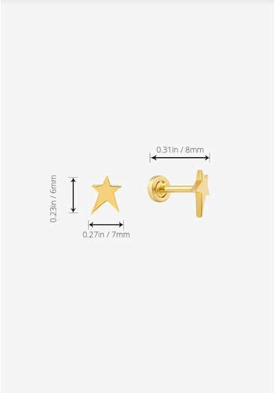 Sefa Gold 14 Ayar Altın Tragus Yıldız Küpe