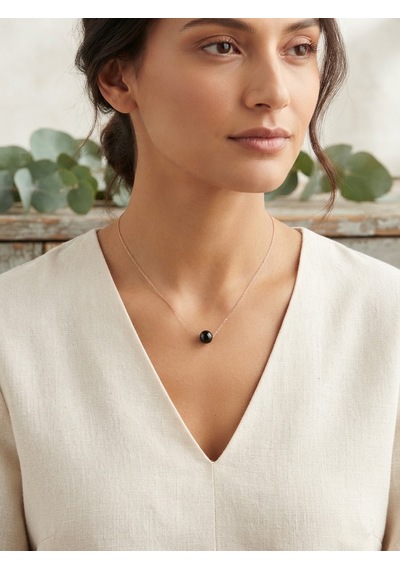 925 Ayar Gümüş Minimalist Oltu Taşı Kolye.rose.gold.rodaj Renk Seçeneği