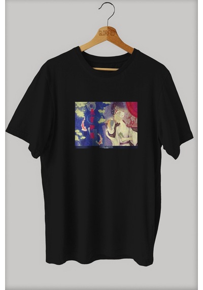 Noıssey -wed Natsume Yuujinchou Roku Baskılı Oversize T-shirt Tişört Sokak Tarzı Siyah