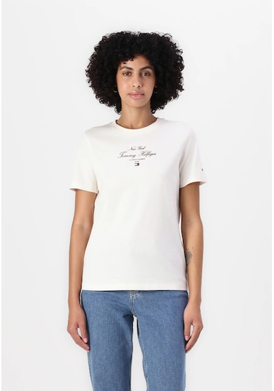 Tommy Hilfiger Kadın Logo T-shirt Beyaz