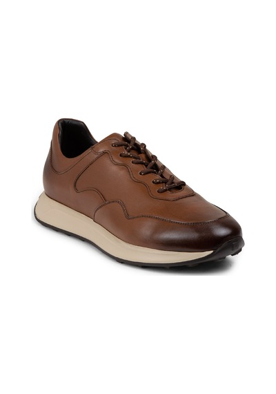 Deery Hakiki Deri Taba Rengi Erkek Sneaker Ayakkabı - 01725Mtbae02 Taba