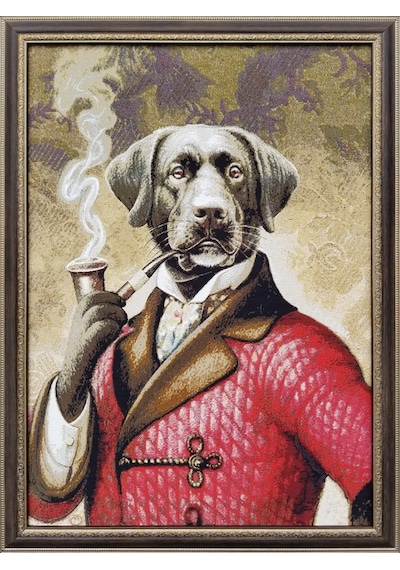 Hayvan Serisi-10 Dokuma Goblen Kumaş-Köpek Bey