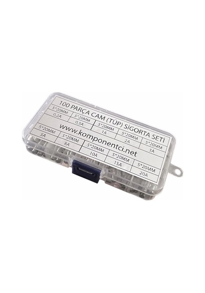 100 Parça 5x20mm Cam Sigorta Tüp Sigorta Seti Plastik Kutulu Diğer