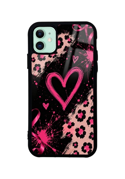 İphone 11 Kılıf Kamera Korumalı Desenli Zore Lusi Kapak - Pembe Kalp