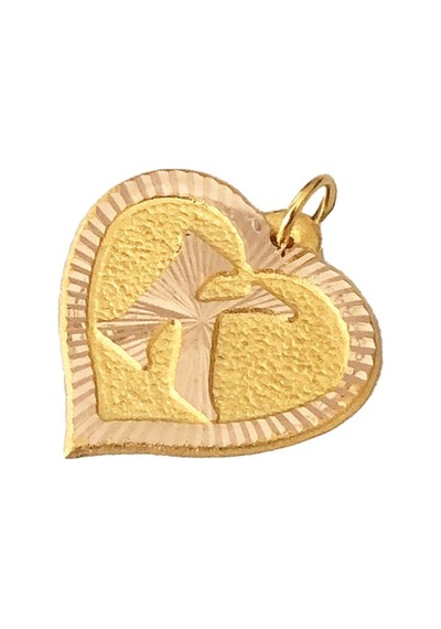 0.25 Gram 14 Ayar K Harfi Kalp Kolye Ucu