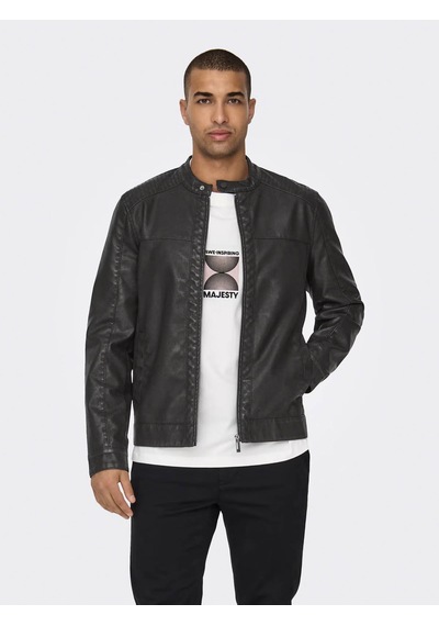 Only & Sons Onsmike Pu Racer Jacket Antrasit Erkek Ceket 22012339