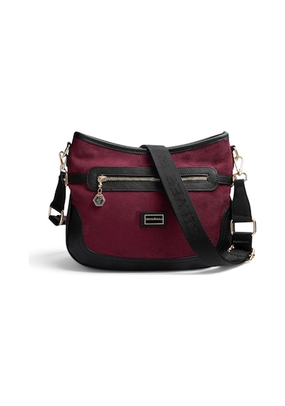 Silver & Polo Silver Polo Bordo - Siyah Süet Kadın Çapraz Çanta Sp1296