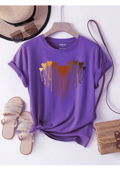 Eriyen Kalpler Baskılı Tasarım Tshirt Mor