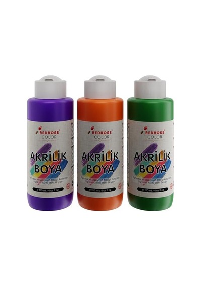 Yeşil, Mor, Turuncu Akrilik Boya 3&apos Lü Set 3x120 Ml