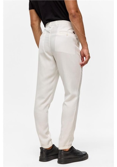 Süvari Beyaz Slim Armürlü Jogger Pantolon Beyaz