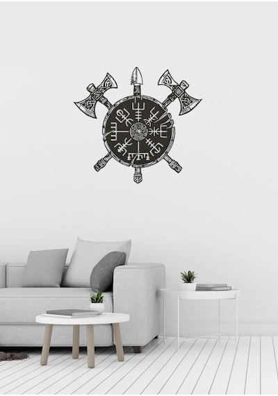 Balta Desenli Dekoratif Metal Duvar Tablosu