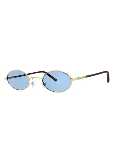 Unisex Sarı Füme Cam Polarize Oval Güneş Gözlüğü 6005 Açık Mavi