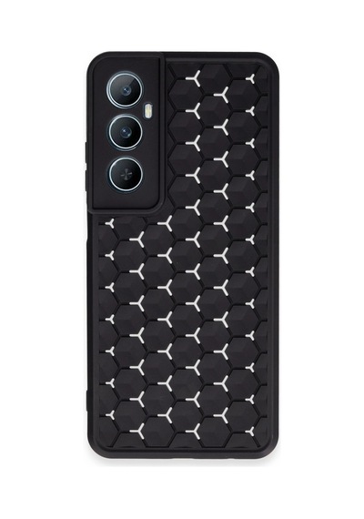 Realme C65 Kılıf Petek Silikon Kapak - Siyah -