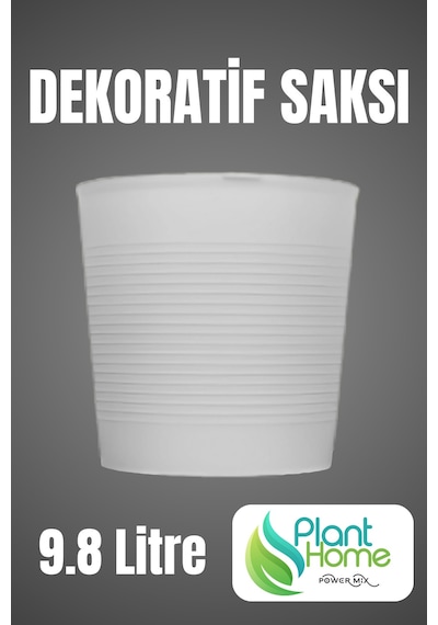 Kırılmaz - Tabaksız Büyük Boy 9.8 Litre Bone Saksı İç Ve Dış Mekan Uyumlu Dekoratif Saksı
