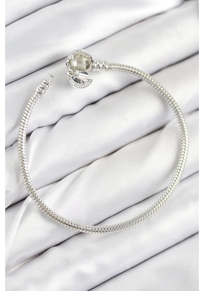 Pirinç Charm Topcuk Model Gümüş Renk Kadın Bileklik Çok Renkli