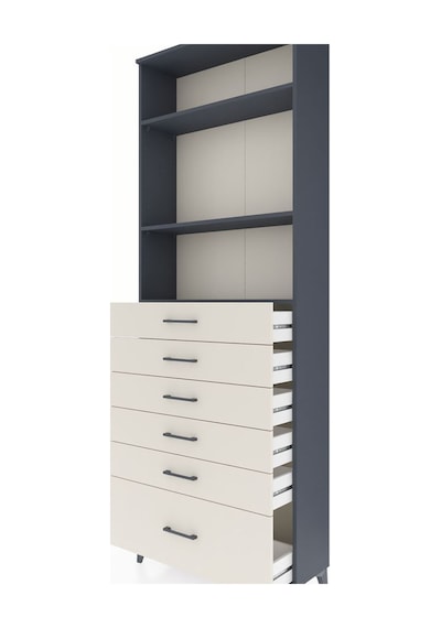 Arges Dolap 3 Raflı 6 Çekmeceli 88x30x243 Antrasit-aytaşı Antrasit