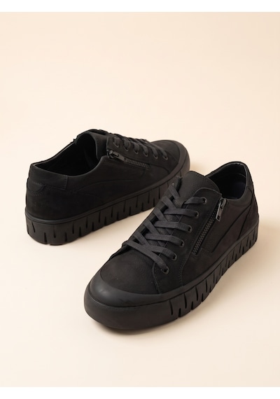 Bafaş 038043hn Siyah Hakiki Dana Derisi Bağcıklı Erkek Sneaker