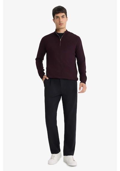 Defacto Standart Fit Yarım Fermuarlı Triko Kazak D0624ax25aubr34 Bordo