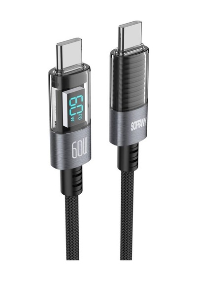 60 W Dijital Ekran Type-c To Type-c Şarj Ve Data Kablosu