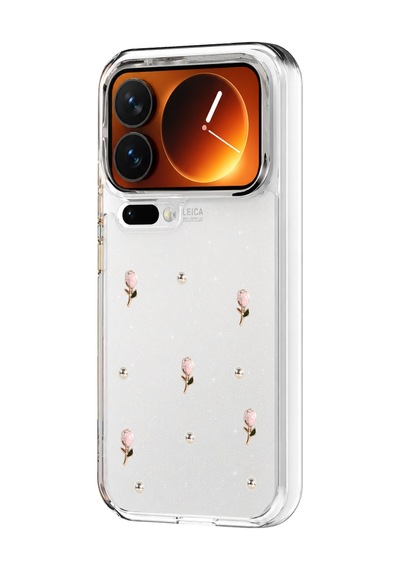 Xiaomi 17 Pro Max Uyumlu Kılıf Simli Parlak Lale Desenli Telefon Kılıfı Kapak NO6