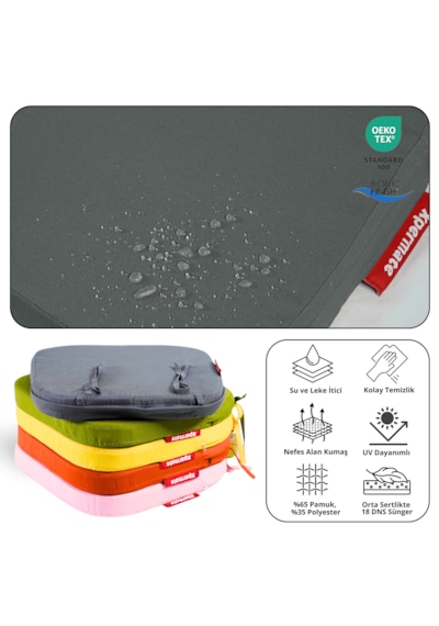 Xpermate 6'lı Standartfit Oval Sandalye Minderi 42x42x5 Antrasit