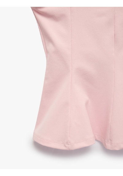 Koton U Yaka Slim Fit Peplum Kolsuz Bluz Pembe 6sal30124ık Gül