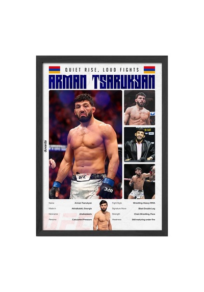 Arman Tsarukyan Ufc Siyah Ahşap Çerçeveli Poster, Dekoratif Dövüş Duvar Tablosu