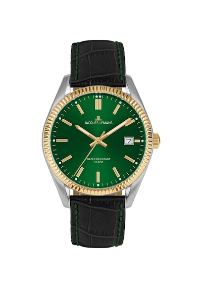 Jacques Lemans Jl.50-4w Quartz Deri Siyah Yeşil Kadran 10 Atm 34 Mm Kadın Kol Saati Gri