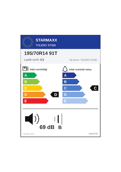 Starmaxx 195/70 R14 91T Tolero St330 Yaz Lastiği 2026