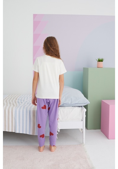Siyah İnci Pamuklu Örme Pijama Takım 24117036 Çok Renkli
