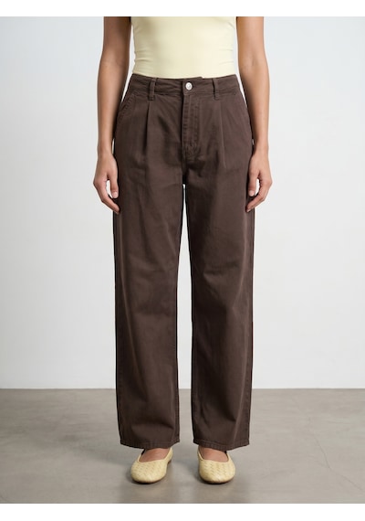 Dilvin 72319 Pileli Dökümlü Kumaş Pantolon-kahve