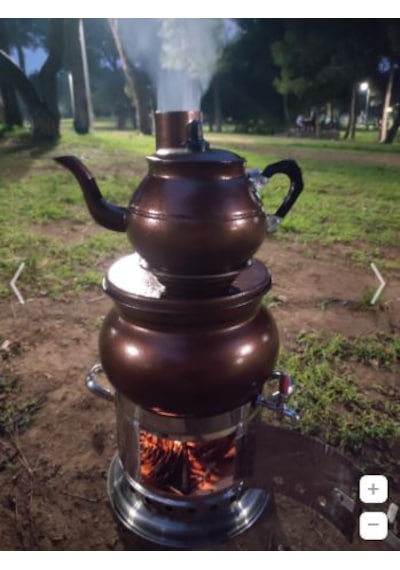 Bakır Görünümlü Semaver Odunlu Çay Semaveri Kömürlü Çay Semaveri Odunlu Semaver Kömürlü Semaver