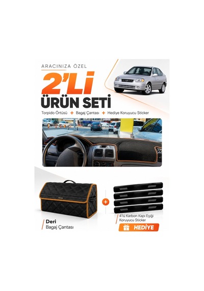 E-biz Hyundai Accent Admire-milenium 2000-2006 Torpido + Deri Çanta - Siyah-kahverengi - Hu009