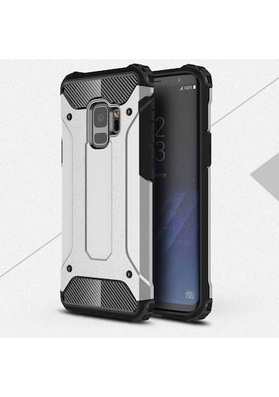 Kilifone - Samsung Uyumlu Galaxy S9 - Kılıf Çift Katman Zırh Tank Crash Military Kapak - Gri