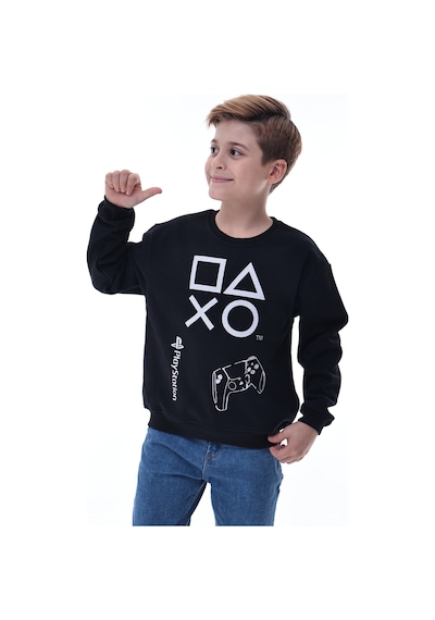 Playstation Baskılı Çocuk Sweatshirt Siyah Gamer Oyun Sever Sweat Siyah