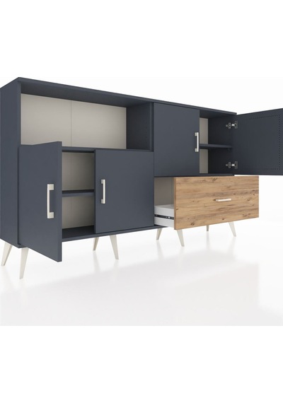 Arges Konsol 4 Raflı Tek Çekmeceli 4 Kapaklı 176x30x99 Antrasit-a Antrasit-antrasit/çam Arges Konsol 4 Raflı Tek Çekmeceli 4 Kapaklı 176x30x99 Antrasit-a Antrasit-antrasit/çam