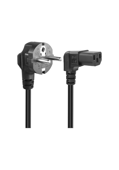 C13 Power Kablo - Yukarı Dik Açı 90 Derece Dirsek L Tip - Standart Güç Kablosu - 1.8 Mt