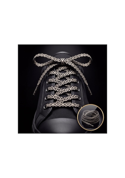 Last İcon Siyah Beyaz Zikzak Desenli Yassı Ayakkabı Bağcığı Spor Sneaker Uyumlu Siyah & Beyaz