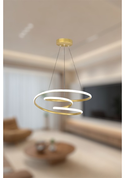 Ey Shop Space Model 3 Renk Beyaz&sarı&günışığı Led Avize Eskitme Gold