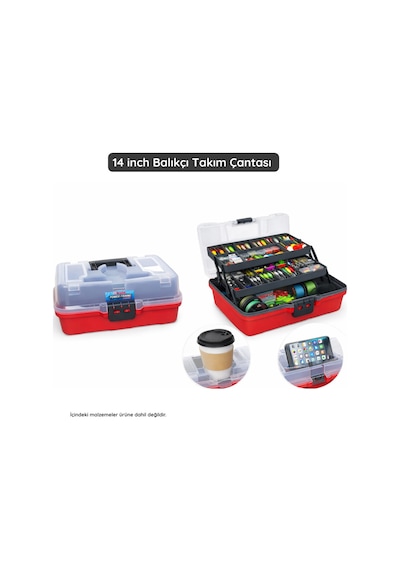 14 İnch Balıkçı Takım Çantası -bardaklık & Telefon Bölmeli Profesyonel Organizer -290