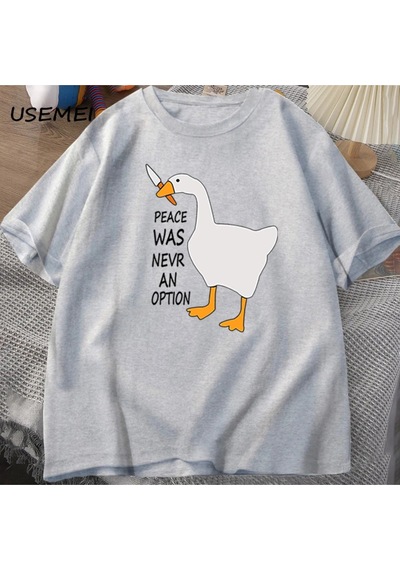 Flood Of Style Kaz Barış Asla Bir Seçenek Oldu T-shirt Erkek Kadın Yaz Pamuk Tee Moda Eğlence Serin Erkek Gi Gri
