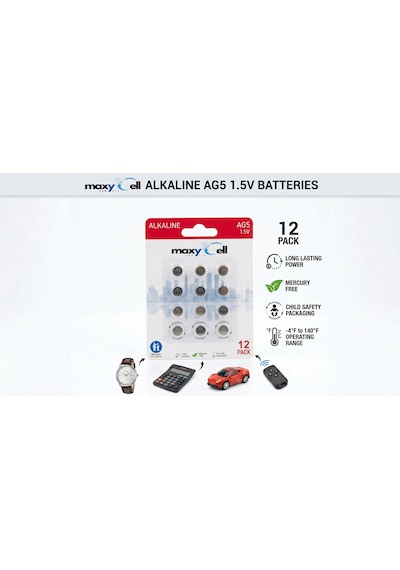 Maxycell 12 Adet Ag5 Lr754,393 1.5 V Alkalin Düğme Pil