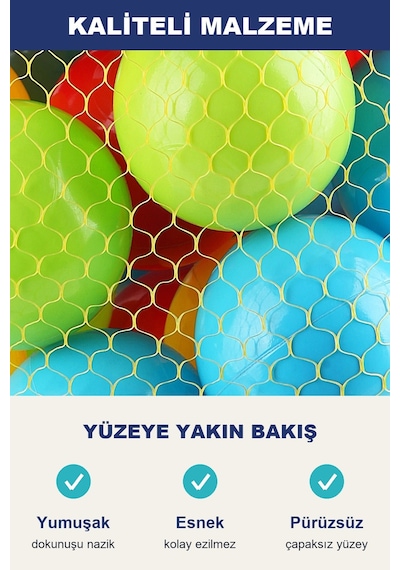 Oyun Havuz Topu 6 Cm 50 Adet Top Havuzu İçin Yumuşak Renkli Toplar, Filede 1+ Yaş