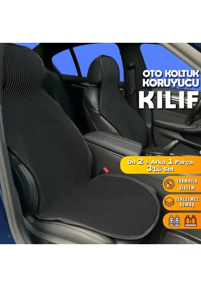 Volkswagen Golf 3 Uyumlu Koltuk Kılıfı Minder Siyah 2+1 Ön Arka Set