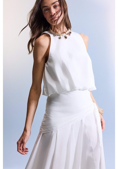 Defacto Afra X Defacto Balloon Fıt Poplin Kolsuz Bluz H2648ax26smwt32 Beyaz-wt32