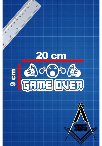 Game Over 20x9 Jdm Yazı Araba-motosiklet Cam Etiket Sticker Beyaz Renk Beyaz