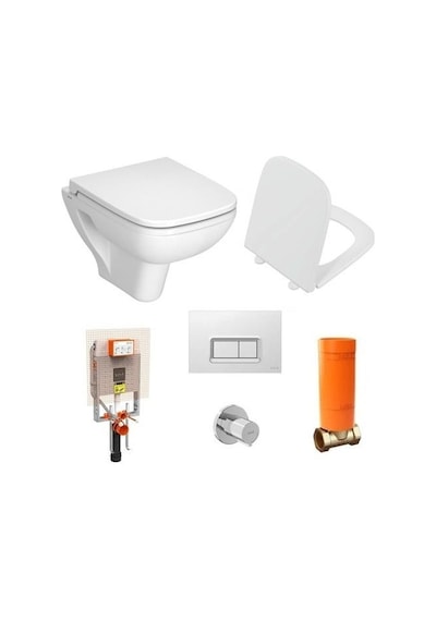 VitrA S20 Square Asma Klozet 48cm + S20 Klozet Kapağı + VitrA Gömme Rezervuar Set