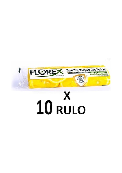 Florex Büzgülü Limon Kokulu Çöp Torbası - 55x60 Cm. - 10 Rulo