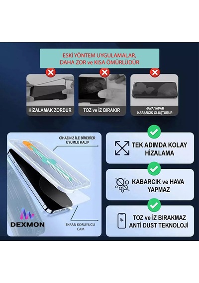 Dexmon Apple Uyumlu iPhone 14 Plus Ekran Koruyucu Otomatik Hizalama Anti Dust